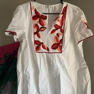 White Embroidered Mexican Inspired Blouse